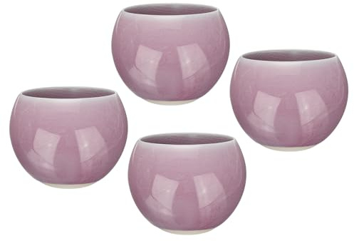 sourcing map 4pcs Handmade Tea Bowls 150ml / 5oz Ice Crack Decoration Chinese Japanese Teacup Ceramic Gong Fu Tea Set for Office Home Gifts, Purple