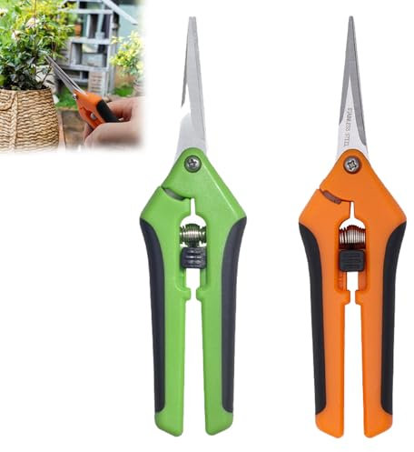 SSKHE Forbici da giardino con lame ricurve rivestite in titanio, forbici da lettura per giardino, bonsai, fiori, piante, frutta, verdura, cesoie per rose, acciaio