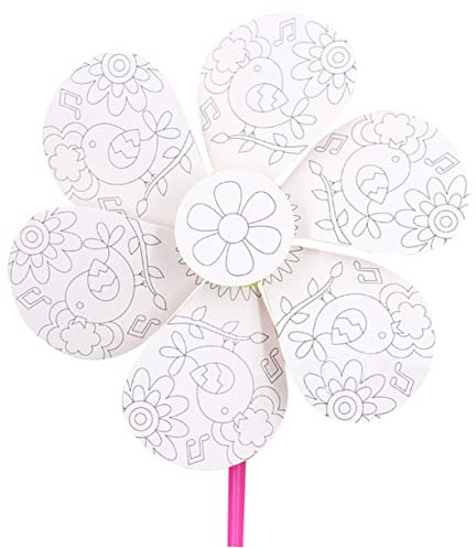 BESTonZON Moulin à Vent Papier Soi-même Motifs Oiseaux Et Fleurs Jouets à Peindre pour Garçon Fille Inachevés