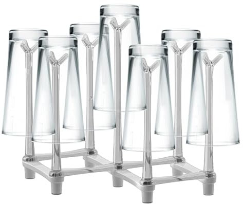 Cup Drying Rack - Drinking Glass Drainer Stand, Kitchen Bottle Rack | Space-Saving Adjustable Drying Rack, Non-Slip Bottom Rack for Water Bottles, Reusable Countertop Drainer for Glassware