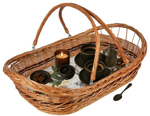 Tablett mit Henkel klappbar Motiven zur Auswahl!! 60cm! Weide Serviertablett (Kaffee Hell)
