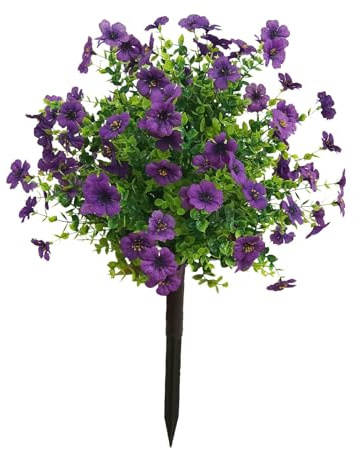 Milageto Artificial Violet Flower Garden Stake Planta Artificial Accesorios de jardín de Hadas con para al Aire Libre, Violeta