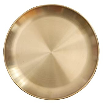 Round Brass Tray, Gold Round Tray, Stainless Steel Large Rounds Trays, Stainless Steel Plate Cosmetics Jewelry Organizer Towel Trays for Home,Matte Brass Finish(Color:20cm)