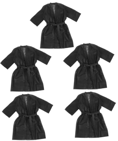 BESPORTBLE 5pcs Disposable Non-woven Spa Robes for Women Soft and Comfortable Bath Wraps for Sauna and Spa Use for Multiple Users and Single Use Black Set