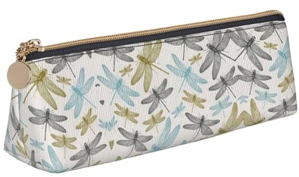 Ghjkfbf Astuccio in pelle semplice con stampa libellula, sacchetto con cerniera per forniture di cancelleria, piccola borsa cosmetica