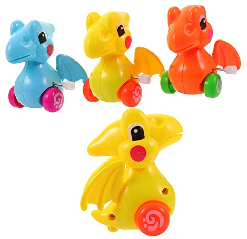 SOIMISS 4pcs Wind up Toy Mini Pocket Dinosaur Dragon Toys for Boys and Girls Novelty Dinosaur Car Windup Car Model for Toddlers