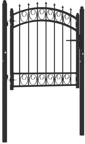Porte de jardin - Portail de clôture avec pointes en acier - 100 x 100 cm - Noir - Pour jardin, terrasse