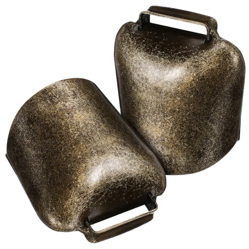 Kichvoe Campanelle Spesse in Bronzo per Bestiame 2 Pezzi, Campane a Ciondolo per Pecore, Cavalli e Mucche, Accessori da Appendere per Allevamento e Decorazione Agricola