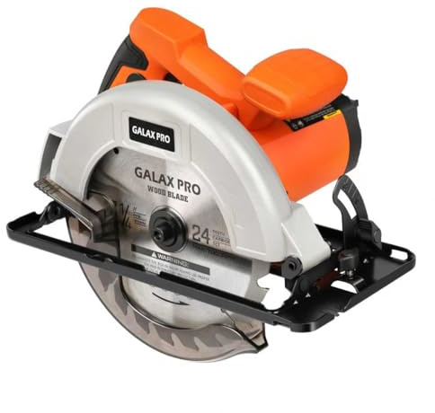 GALAX PRO 1400W sierra circular con 62mm corte y extracción de polvo | Incluye hoja 185mm | Ángulo ajustable 0-45° para madera y más