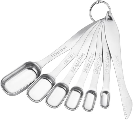 Measuring Spoons Sets, 7 Piece Tablespoon and Teaspoon Measuring Spoons with Clear Markings, Stainless Steel Kitchen Measuring Spoons for Precise Cooking and Baking Measurements
