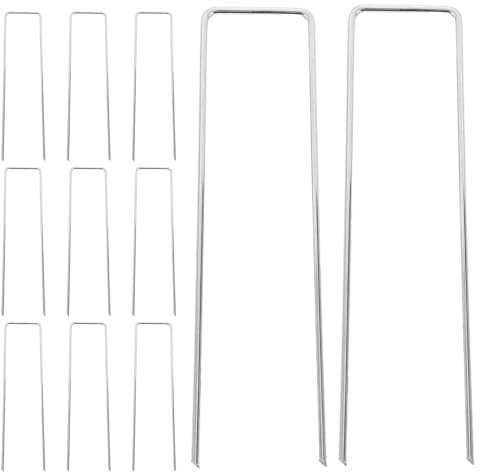 Toyvian Piquets Métalliques Galvanisés Antirouille 15 Cm – 50 Pièces – Fixations U pour Pelouse, Jardin, Tissu Anti-Mauvaises Herbes et Bordures – Agrafes Solides pour