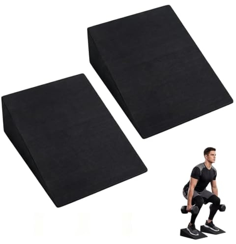 Lot de 2 étireurs de mollet avec 5 bandes de fitness, blocs de yoga, repose-pieds, genouillères pour étirer les muscles, planche inclinée, cale de mobilisation pour squats, haltérophilie