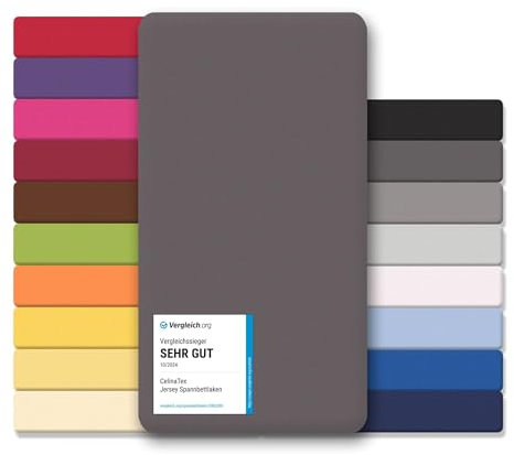 CelinaTex Jersey Spannbettlaken Lucina 90x200-100x200cm anthrazit grau 100% Baumwolle gekämmt bis 26cm Matratzenhöhe Spannbettbezug, Leintuch, Bettlaken, elastisch, Strech, Oeko-Tex