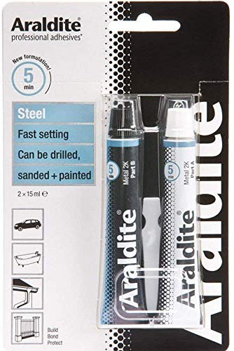 Araldite® Lot de 2 tubes de colle époxy transparente pour acier 15 ml ARA-400010