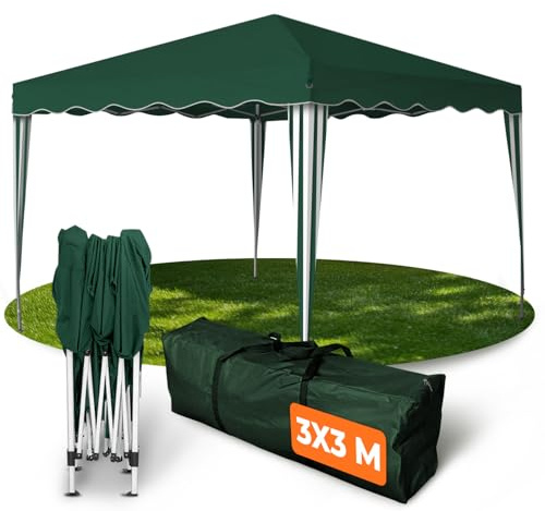 Kronenburg Tonnelle Pliante 3x3m Étanche avec Protection UV 50+ – Pavillon de Jardin Vert Résistant pour Extérieur, Fêtes, Marchés et Camping