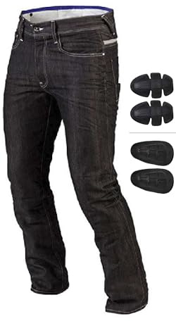 Juicy Trendz Motorcycle Jeans for Men- Motorbike Pants with Protective Knee Hip Armor, Riding Gear for Riders, Black