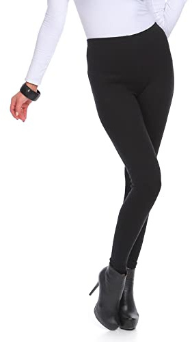 FUTURO FASHION Winter Style Full Length Very Warm Thick Heavy Cotton Leggings (Fleece Inside) Sizes 8-22 P28 Black 12 UK (L)
