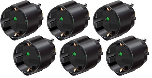 Brennenstuhl Reisestecker/Reiseadapter (Reise-Steckdosenadapter zum Anschluss elektrischer Geräte mit Schutzkontakt Stecksystem in Ländern mit amerikanischem (3-Pin) Stecksystem) schwarz (6er Pack)