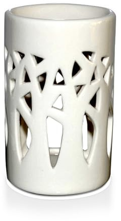 Bruciatore profumato - Diffusore di olio essenziale e profumo, in ceramica bianca, con proiezione di luce, altezza 11 cm, Zen'Aroôme
