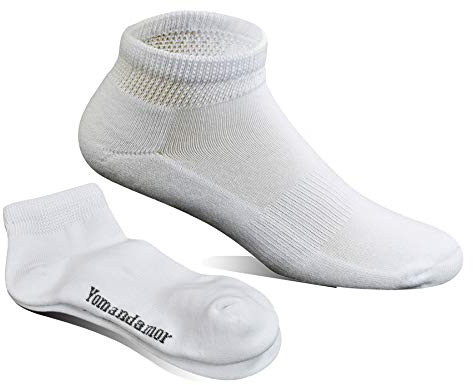Yomandamor Mens Cotton Diabetic Low Cut Socks with Seamless Toe,5 Pairs