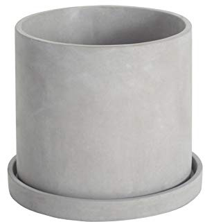 Ekirlin 9 Inch Flower Plant Pot Indoor - Grey Cement Garden Planter Concrete Planter with Drain Hole Saucer, Modern Succulents Containers for Home Decor, Office & Outdoor