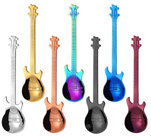 EXCEART 7pièces Cuillère à Café Acier Inoxydable Pour Guitare Et Créative Petite Et Unique Avec Partie Saillante Pour Suspension