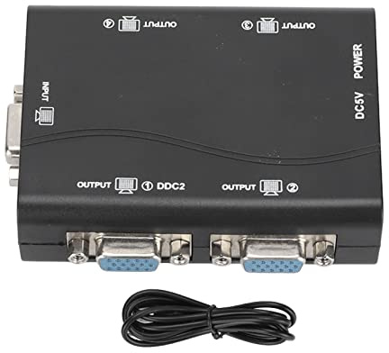 Splitter VGA a 4 Porte, Splitter VGA 1 in 4 Out 250MHz 1920x1440 Splitter Video HD Alimentato Tramite USB per Proiettore TV Portatile
