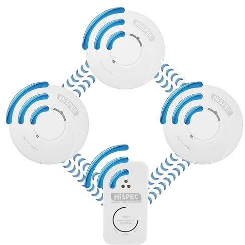 HiSPEC Smoke Alarms Heat Detectors and CO Detectors - Fire Safety Kits: Fully Compliant to 2022 Scottish Legislation (2 Smoke / 1 Heat / 1 CO)