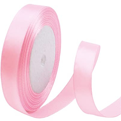 POPOYU Presentband i sidensatin för sömnad eller som utsmyckning till bröllop, fest, tårtförpackningar, lådor, buketter eller hemmet, rosa, 15 mm x 22 m
