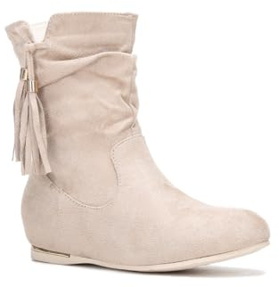 La Modeuse - Mocka stövlar med kilklack och rund tå, Beige färg, 37 EU