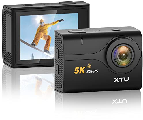 XTU Action Cam 4K 20MP Unterwasserkamera 40M Wasserdicht WiFi Helmkamera mit Zwei Zoll Touchscreen, 170°Ultra Weitwinkel EIS Anti-Shake Actionkameras, Fernbedienung und Zubehörkit Schwarz