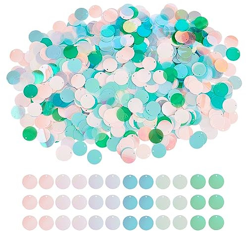 OLYCRAFT 1100 Stück 6 Farbe Große Pailletten Mit Loch PVC Runde Pailletten 20mm Bunte Pailletten Bastelpailletten Lose Pailletten Für Die Schmuckherstellung DIY Näharbeiten
