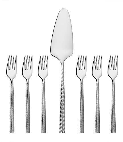 VILLA ITALIA Elegantes Kuchengabel - Set mit Schaufel Elegantes Besteck Set Tafelbesteck Edelstahl Chrom 6 Stück HERA