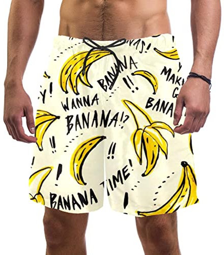 WOSHJIUK Herren-Shorts,Badehose,schnell trocknend,Banane,Board Short Outdoor Walk Beach Bademode