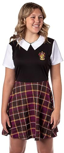 Harry Potter Kostüm Kleid Cosplay Plaid Rock Kleider für Damen Junioren, alle 4 Hogwarts-Häuser erhältlich, Gryffindor, Klein