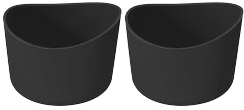sourcing map Lot de 2 manchons de protection en silicone de 6,5 cm pour bottes de 340,2 à 710 ml, dessous de bouteille d'eau en silicone antidérapant, accessoires de tasse de forme irrégulière, noir