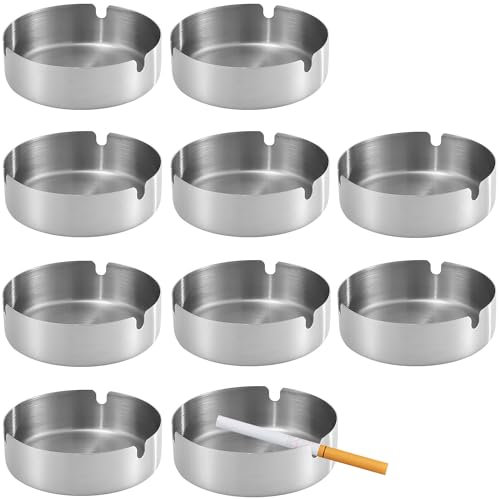 LATRAT Posacenere esterno 10 pezzi diametro 10 cm antivento in acciaio inox per tavolo moderno ristorante camera da letto