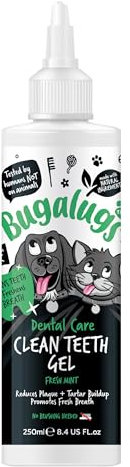 Bugalugs Dental Care Clean Teeth Gel Tooth Cleaner Essentials. No Brushing Breath Freshener Treatment, Plaque Removal Products, Tartar Remover for Teeth for Dogs, Cat Dental, Puppy & Kitten