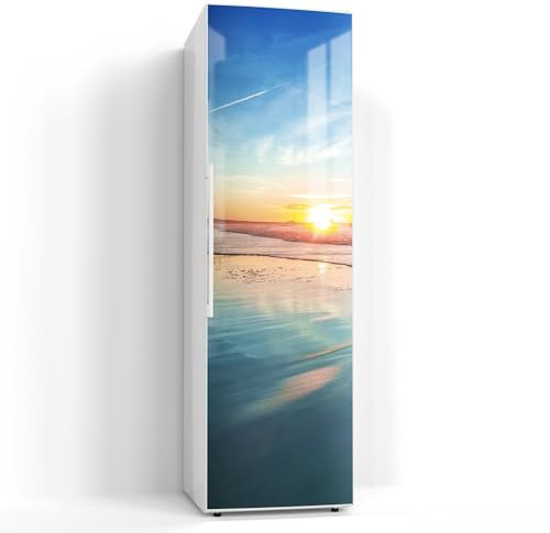 DEQORI Magnetfolie für Kühlschrank 60x200 cm | Motiv Goldenes Küstenmeer | dekorative Magnetmatte Gefrierschrank Schutz | Magnet Deko-Folie selbstklebend, magnetisch & beschreibbar