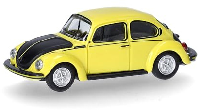 Herpa Volkswagen (VW) Käfer 1303 Der gelb-Schwarze Renner, Miniatur im Maßstab 1:87, Sammlerstück, Made in Germany, Modell aus Kunststoff
