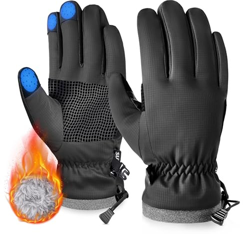 Sukeen Windproof Kids Winter Gloves, Soft Warm Touchscreen Anti-Slip Boys Winter Gloves for Kids Boys Girls Youth Snow Ski Running Cycling Outdoor, Black, L