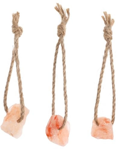 3 Stück Salzlecksteine mit Seil für Kaninchen und Mineralien Kauspielzeug