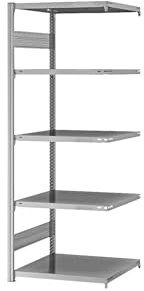 eurokraft | Steckregal | Bauart leicht | doppelseitig | HxBxT 2000 x 750 x 600 mm | verzinkt | Anbauregal