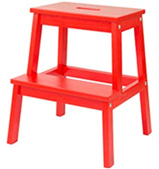 Marchepied en Bois à Deux marches, Tabouret Pliable, Simple, pour Cuisine, Hauteur 50 cm, 3 Couleurs (Couleur : Rouge) (Rouge)