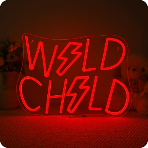 Horseneon Placa de neón rosa Wild Child Neon con texto en alemán Wild Child Neon Schriftzug,LED-Neonschilder für Wohnzimmer Spielzimmer,Spielzimmer,Vergnügungsparks,Spielclubzubehör