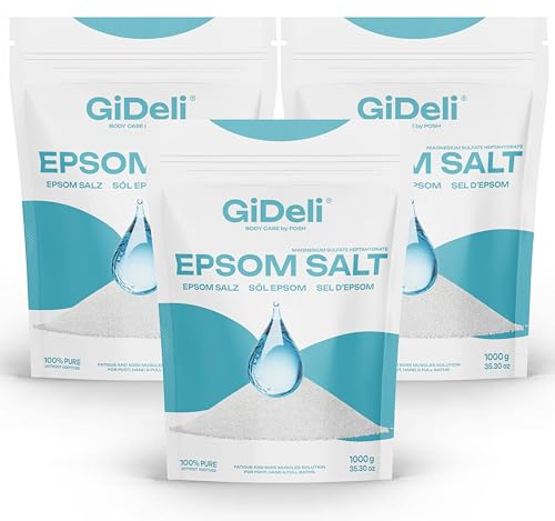 GiDeli Epsom Sale da bagno Sale Epsom Sale di Epsom solfato di magnesio sale amaro solfato di magnesio eptaidrato puro, grado farmaceutico. 3 kg