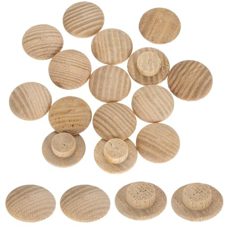 sourcing map Holzknopfstopfen, 10 mm, Hartholz, Schraubenloch, Pilz, Holzkappen, Knöpfe, Eschenholzstopfen für Möbel, Holzbearbeitung, Handwerk, Dekor (18 mm x 10 mm), 40 Stück