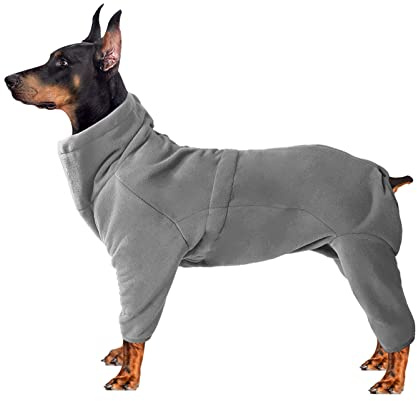 Kuscheliger Fleece-Mantel für Hunde, Vollkörper-Pullover mit vier Beinen, verstellbarer Hunde-Overall mit Reißverschluss, Winterkleidung ideal für Haustier-Hunde drinnen oder draußen, für kleine