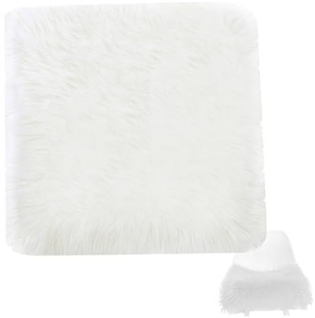 fkngcp Cubierta de Asiento de Piel sintética, cojín de Silla de Piel sintética de 18x18 Pulgadas, cojín de Silla Suave y esponjosa, tocador Lavable para Restaurante de Oficina en casa Blanco
