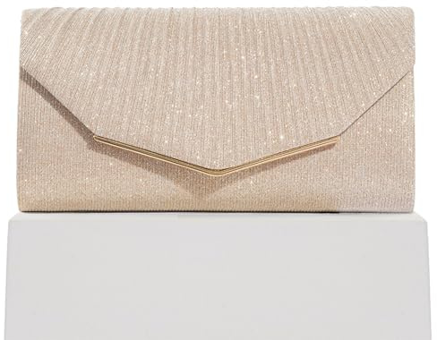 Sertay Elegante Envelope Tasche, Funkeln Abendtasche Abnehmbarer Kette, Umhängetasche Pailletten Handtasche, Geeignet für Alle Anlässe Wie Hochzeiten, Partys, Tänze und Cocktailpartys (Champagner)